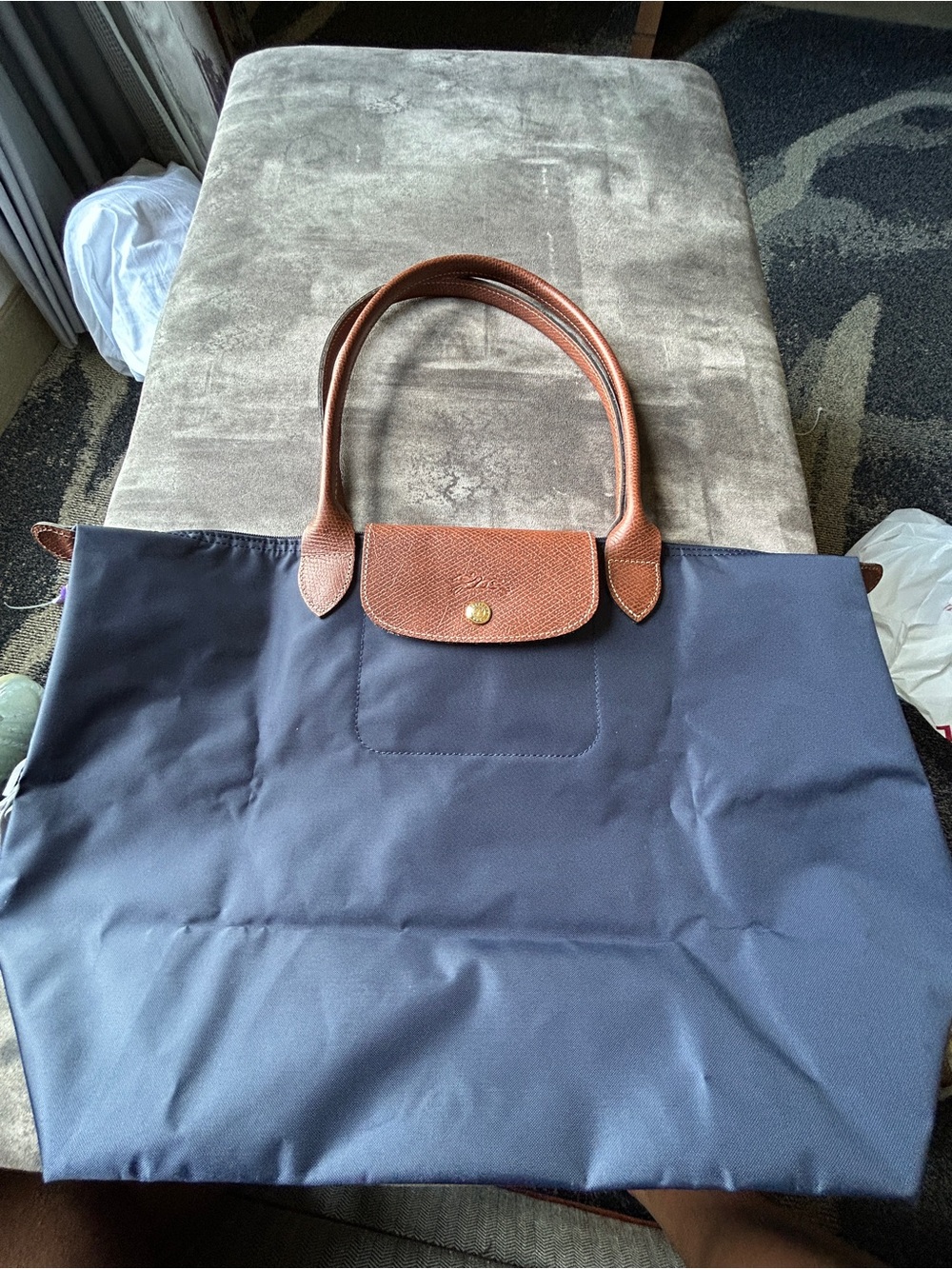 Longchamp Le Pliage Medium Marine Navy Blue Good used condition Nylon - Picture 2 of 14